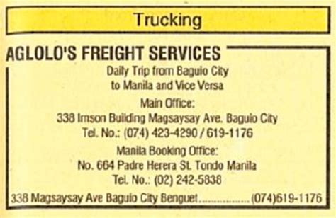 Aglolo's Freight Services in Baguio City, Benguet .